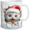 TRIOSK 3d Illusion Tasse Weihnachten mit Katzen Weihnachtsmotiv Katze bricht durch Becher Katzenmotiv Geschenk lustig für Katzenliebhaber Blau, Keramik, 330ml