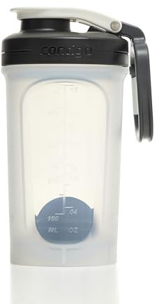 Contigo Shake & Go 2.0 Protein Shaker Bottle with Mixer Ball | Large BPA Free Blender | Ideal for Protein Powder, Nutrition Shakes or Smoothies |Leak Proof Shake Sports Bottle | Salt | 590 ml