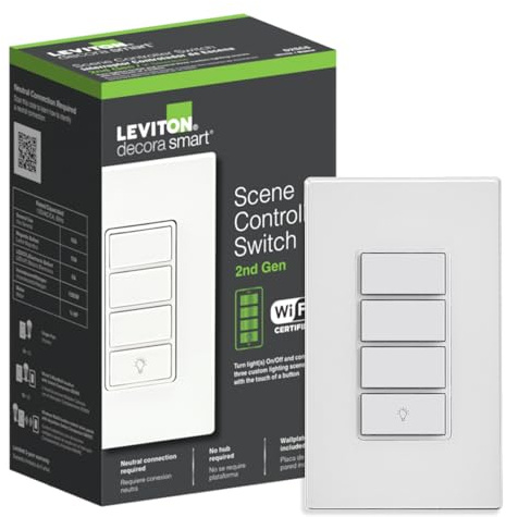 Leviton Decora Smart Controller Switch, Wi-Fi 2nd Gen, D2SCS-1RW, White