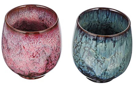 PRETYZOOM 2stücke Keramik Teetassen Retro Teebecher Haushalt Teegeschirr Muster Für Zuhause Tee Stube Couchtisch Oolong Puer Schwarz Weiße Gelbe Tees