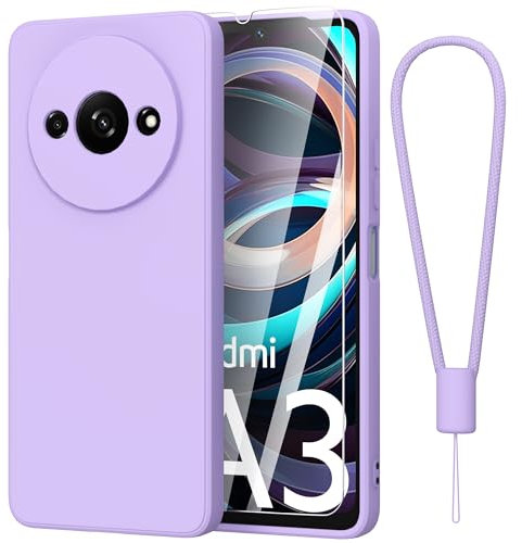 Fyriswho Coque pour Xiaomi Redmi A3 4G + 1 Pièces Verre Trempé, Coque Galaxy A05S Souple Silicone Mince Étui Protection Anti-Rayures Housse pour Xiaomi Redmi A3 4G (6,71) - Violet