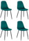 Hooma Skandinavische Stühle, 4 Stück, für Küche, Esszimmer, Wohnzimmer, Schlafzimmer, Büro, aus Samt und Metall, Grün