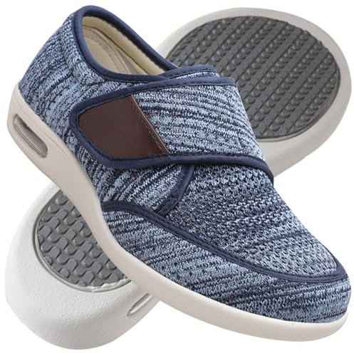 Zapatillas pie Diabetico Hombre Verano Zapatillas ortopédicas para Hombre Mocasines sin Cordones para Hombre Deporte para Senderismo al Aire Libre para Hombre (Color : Light Blue, Size : 47 EU)