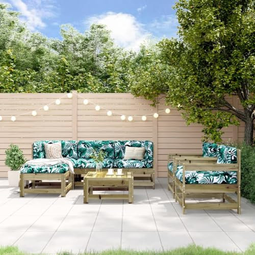 QJBSAVVA 7-TLG. Garten-Lounge-Set, Loungesessel Eckbankgruppe Gartenmöbel Set Essgruppe Geeignet für Außen Garten Wenig Platz Balkon Kiefernholz Imprägniert