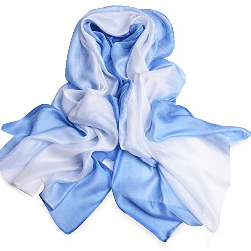 SNUG STAR Baumwolle Seidenschal Elegante Weiche Wraps Farbton Schals für Frauen (Verlauf - Hellhimmelblau)