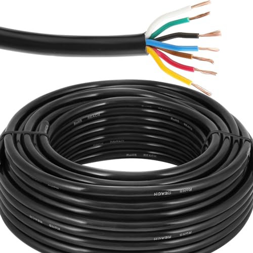 ETUKER Cavo per Veicolo 7 Poli 20M Cavo Elettrico per Rimorchio,Cavo a 7x0.5mm² Rotondo Adatto per Rimorchi