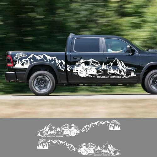 LYABYT Autoaufkleber 4X4 Off Road Mountain Aufkleber, für Ford F150 Toyota Hilux Isuzu Dmax Dodge RAM Chevrolet Silverado Autozubehör