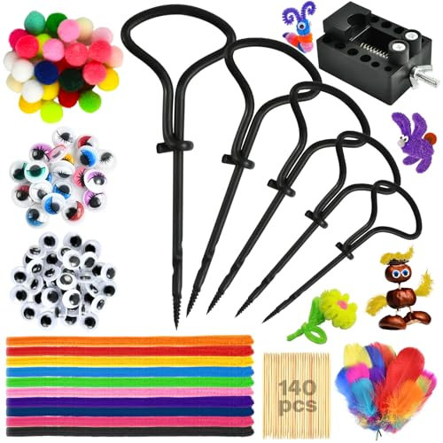 Kastanienbohrer Kinder,276PCS Kastanienbohrer Set,Kastanien Bastelset Kinder mit Kastanienhalter, Kastanienset zum Basteln,Bastel Zubehör mit Zahnstocher, Federn, Wackelaugen, Pompons, Pfeifenreiniger