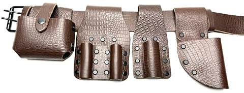 Scaffolding Brown Leather Tools Belt with Full Tools Set Pockets (Leather Texture)