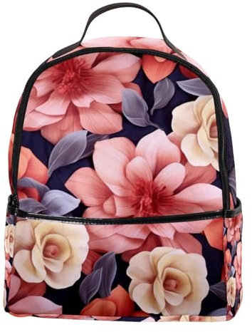 Kleiner Rucksack, Geldbörse, Mini-Rucksack, Geldbörse für Damen und Mädchen, bunte Blumen, Vintage-Rucksack, lässig, Reisen, Tagesrucksäcke, Mehrfarbig 6, One size