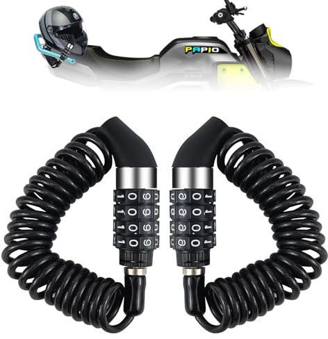 2 Piezas Candado de Contraseña Combinación Casco de Bicicleta, Multifunción Portátil Antirrobo Candado Casco Moto Pequeño, Candado de Scooter de Cable Aceropara para Motocicletas Bici Cochecito