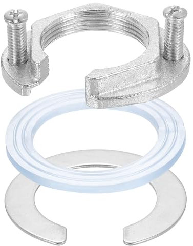 sourcing map Female Thread Hex Lock Nut M32 Stainless Steel 304 C-Type Single Hole Faucet Lock Nuts with C-Type Gasket, Faucet Fixing Tool Set for Kitchen Bathroom Basin Sink