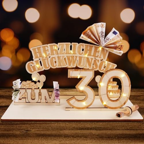 ARTREE Geldgeschenke Geburtstag Holz 30 Geburtstagszahlen Holz Schild Gästebuch Geburtstag Jubiläum 30 Geburtstag Dekoration als Personalisierbares Geschenk, Geschenke zum 30 Geburtstag Mann Frau