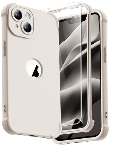 ORETECH for iPhone 14 Plus Case,Shockproof Slim,Screen Protector,StoneWhite | 15ft Military Grade Drop, Camera Lens Guard, 360 Silicone Rubber Bumper