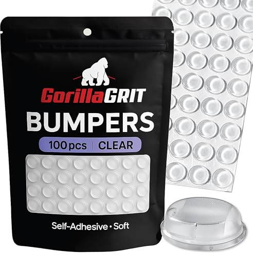 Self Adhesive Bumpers - 1/2” Diameter - 100 pcs - Standard Clear Round Bumper for Cabinets, Drawers, Cutting Boards, Picture Frames and Furniture - Sound dampening Protects Against Damage