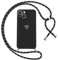 Oelrstfe Coque pour iPhone 13 Mini avec Cordon de Collier Étui Housse Souple Silicone avec Motif Coeur et Portable Lanyard Réglable Antichoc Anti-Chute Bandoulière Lanière Case,Noir