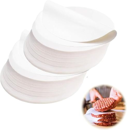 Hugwish 500 pcs papier steak haché Rond 13cm pour presse steak haché Ø 13 cm, papier sulfurisé 13cm pour presse steak haché machine steak haché