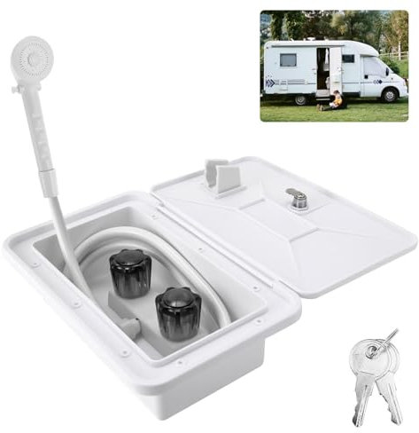 TOOSOAR Douche Extérieure RV,Douche Extérieure pour Camping-Cars Kit Chaud-Froid Boîte de Douche avec Clés,pour Bateau de Marine Accessoires pour Camping-Cars