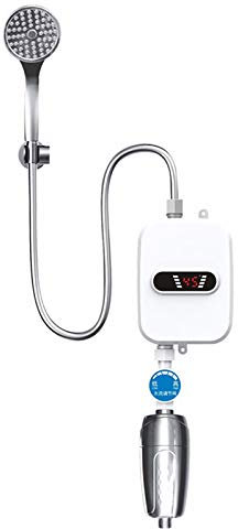 3500W Calentador de Agua Instantáneo, agua eléctrico portátil con ducha 220V con Termostato Digital Display - Acero Inoxidable Blanco para Cocina Baño Ducha​