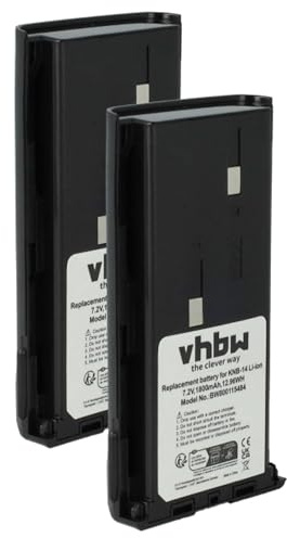 vhbw 2X batería reemplaza Kenwood KNB-15, KNB-14N, KNB-15H, KNB-15A, KNB-14A, KNB-14 para Radio (1800 mAh, 7,4 V, Li-Ion)