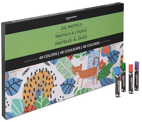 Amazon Basics Weiche Ölpastellkreiden-Set für Künstler, Anfänger, Studenten, Lehrer, 1 Stück, 48 Farben