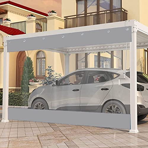 Tende trasparenti in PVC resistente e impermeabile con occhielli, pannelli divisori trasparenti resistenti alle intemperie per gazebo, portico e pergola, 1 x 2,2 m