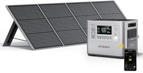 AFERIY Generateur Electrique Portable 2400W avec Panneau Solaire 200W, Batterie Nomade 2048Wh Generateur Electrique avec Panneau Solaire Pliable 200W, Station Electrique pour Camping/RV/Jardin