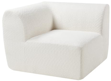 [en.casa] Sofa-Modul Hurvas Eckelement mit Armlehne Eckteil Sofa-Element Bouclé gepolstert 108 x 108 x 76 cm Couch-Element Cremeweiß