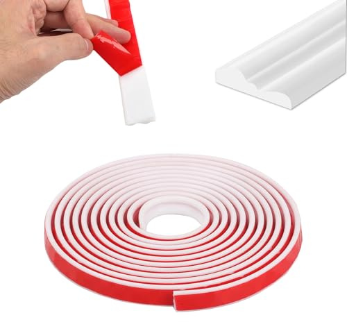 20 Ft Wall Molding Trim Self Adhesive, Flexible Wall Trim Peel and Stick Decorative Panel Moulding, Floor Edging Trim Tpe Decorative Strips for Walls, Cabinet Door Mirror Frame Furniture (6.1x2.3cm)