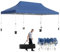 GOPLUS 3x6M Tonnelle Jardin Pliable, Hauteur Réglable, Entrées Zippées, Fenêtres, Sac de Transport, Sac Lesté Pavillon Portable Instantanée Pop-Up pour Fête,Mariage (3x6M-Pliable,Bleu-sans Bâche)