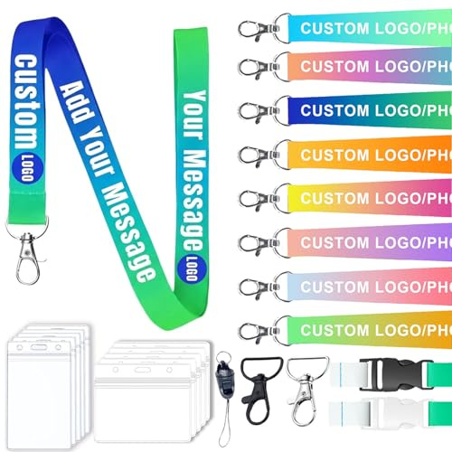 JJ GRADGOWN 1-1000Stk Personalisiertes Lanyard, kundenspezifisches Lanyard, personalisierte Halsbänder mit Bild/Logo/Name/Text, personalisiertes Halsband für Ausweis-Badge-Halter, Büro, Geschäft