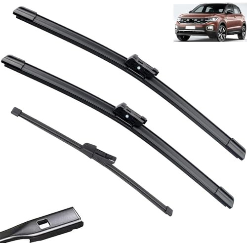 Autoscheibenwischer Kompatibel mit VW T-Cross T Cross 2018–2023, Auto-Wischerblätter vorne und hinten, weiche Gummi-Scheibenwischer, automatische Windschutzscheibe, 26 Zoll, 18 Zoll, 10 Zoll(3 wipers)