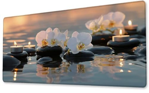 Tapis de Souris XXL 900x1800x3 mm Fleurs Tapis Souris Gamer Haute Précision et Vitesse Mouse Pad Avec Bords Cousus et Base en Caoutchouc Antidérapante pour Gaming Accessoire Cadeaux pour Hommes zj-855