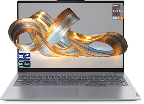 Lenovo ThinkBook 16 G7 ARP Business Laptop, AMD Ryzen 5-7535HS, 32 GB DDR5 RAM, 2 TB PCIe SSD, display WUXGA da 16, AMD Radeon 660M Graphics, layout della tastiera tedesca, Windows 11 Pro, Arctic