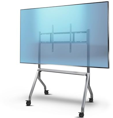 StarTech Easel-Style TV Cart for up to 100-inch and 220lb / 100kg Displays, Height Adjustable Rolling/Mobile Stand
