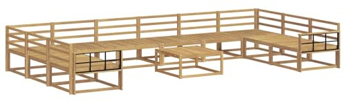vidaXL Outdoor-Sofagarnitur 11 pcs Weiß Massivholz Akazie, Akazienholz Garten-Sofa-Set, Moderne Outdoor-Sitzgruppe, Bequeme Bänke für Terrasse, Garten, Poolmöbel