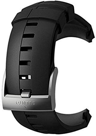 Suunto, Original Ersatz-Uhrenarmband für alle Suunto Sparten Sport Uhren, Silikon, Länge: 24,5 cm, Stegbreite: 25 mm, Schwarz/Silber, Inkl. Stifte zur Montage, SS022927000