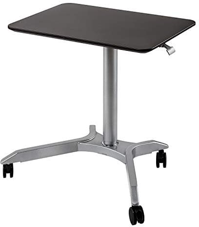 Seville Classics Airlift XL 71 cm pneumatisch mobiler Steh-Sitz (68,8 bis 106,4 cm H), espresso Höhenverstellbarer Tisch, Aluminium, 71 x 50 cm