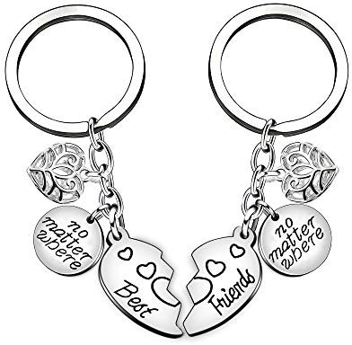 2 stücke Freundschaft Geschenk Egal Wo Beste Freunde Für Immer Schlüsselanhänger Ring Set BBF Split Gebrochenes Herz Anhänger
