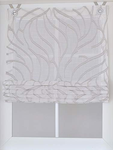 Raffrollo Ösenrollo Skyline Taupe Scherli halbtransparent 60 * Höhe 135 cm