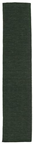 RugVista Handloom flat Teppich, 80 x 300 cm, Forest Grün | Kelim, Rechteckig, Mittlerer Stapel, Nur chemische Reinigung, Wohnzimmer, Esszimmer, Schlafzimmer, Diele