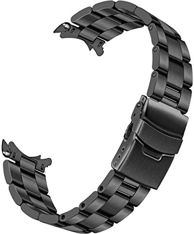 Kai Tian 20mm Gebogenes Ende Edelstahl Uhrenarmband, Konisch Armband für Herren Damen Bereitstellungsschnalle Schwarz