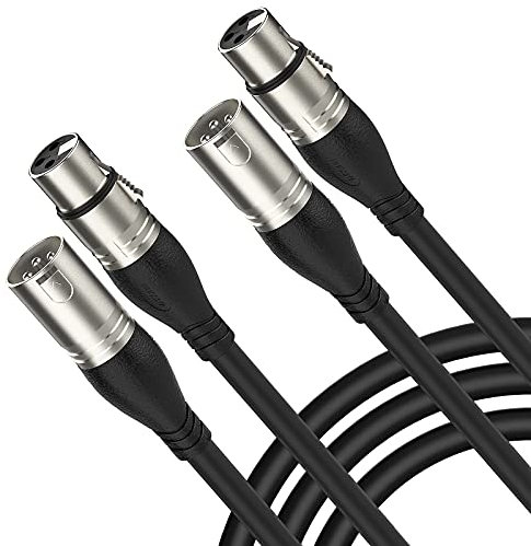 NUOSIYA 1m 2 Pack Balanced XLR Microphone Cable - 3 Pin XLR Male to Female Extender Cord for Studio Recorder, Mic, Mixer, Speaker System, Phantom Power