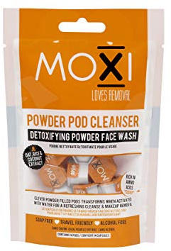 Moxi Loves Travel Friendly Powder Pod Cleanser, Detoxifying Face Wash, 14 Count