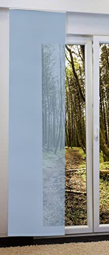 Schiebegardinen nach Maß, Halbtransparent, Store Webstore, Raumteiler, Flächenvorhang, Maßanfertigung, inkl. Laufwagen und Beschwerungsstange (H:100cm x B:60cm/Blau)