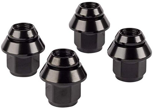 Set of Black Alloy Wheel Nuts. M12 x 1.5, Taper Washer, 19mm Hex for Use With Ford Alloy Wheels & More (4)