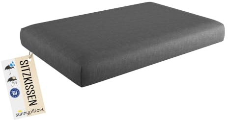 sunnypillow Palettenkissen Outdoor, wasserdicht, UV-lichtecht - Sitzkissen 120x80x15 cm - Palettenauflage für Palettensofa für Haus und Garten - Palettenpolster für Palettenmöbel - Kissen Anthrazit