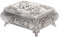 Schmuckkastchen Metall Antik Jewelry Box Floral Gravur Schmuckschatulle 3D Rose Geschnitzte Schmuckdose Ringe Ketten Organizer f¨¹r Frauen, Silber(9x6,5x4 cm)