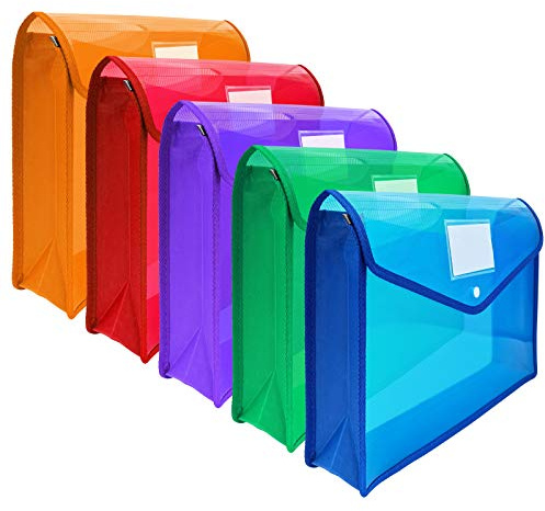 CHEPULA B4 Plastic File Wallet Envelope Expanding File Folder Document Organizer with Snap Closure & Label Pocket Clear Colored Waterproof Accordion File Pouch for Office Home Storage