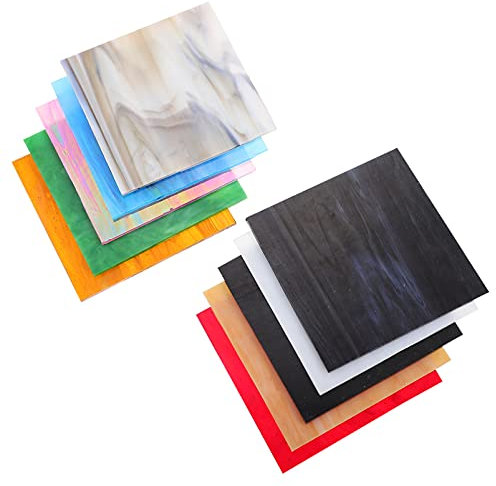 EXCEART Glasmalerei Blätter Kathedrale Glas Mosaik Fliesen Glas Packs Mosaik Kunst Glas für Handwerk Glasmalerei Projekte Und Mosaik Kunst 10Pcs